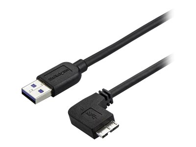 StarTech.com 0.5m 20in Slim Micro USB 3.0 Cable M/M - Right-Angle Micro-USB - USB 3.0 A to Micro B - Angled Micro USB 3.1 Gen 1 5Gbps (USB3AU50CMRS)