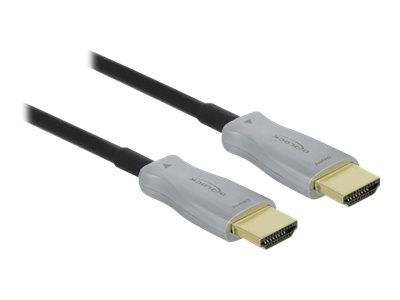 Delock - HDMI-kabel - HDMI han til HDMI han - 15 m - fiberoptik - sort - 4K support, Active Optical Cable (AOC)