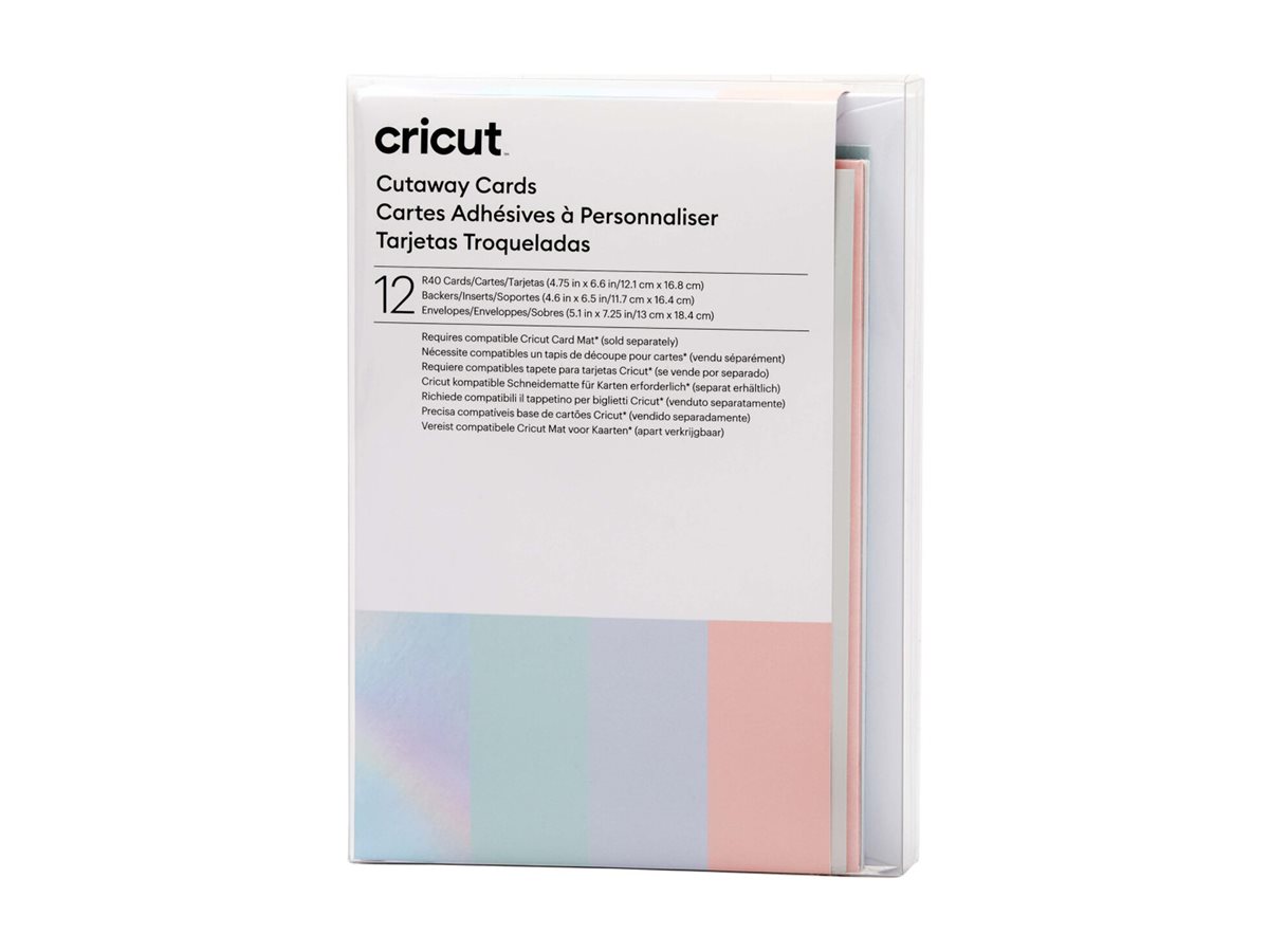 Cricut Pastel Sampler - cutaway card set - powder blue tulip holographic silver matte white whispering blue