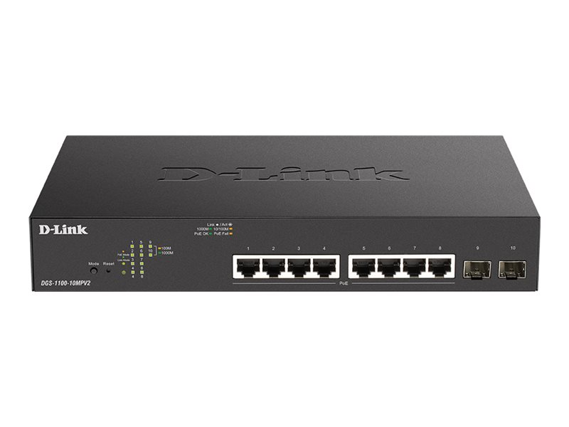 D-Link DGS-1100-10MPV2 10-port PoE+ Smart Administrerbar Gigabitswitch