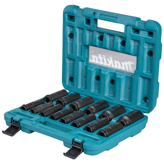 Makita slagtoppesæt 1/2'' Indeholder 14 stk 1/2'' slagtoppe, leveres i kuffert