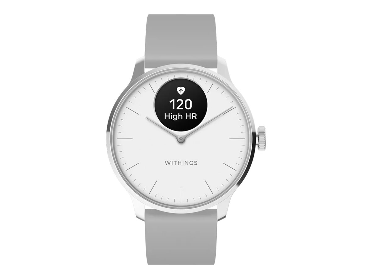 Withings ScanWatch Light - 37 mm - rustfrit stål - smart ur med bånd - fluoroelastomer - håndledsstørrelse: 146-211 mm - monokrom - Bluetooth LE - 27.1 g - perlehvid