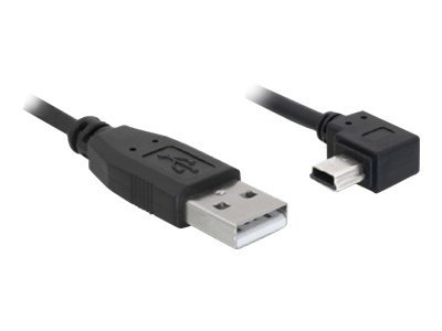 USB-A til USB mini-B kabel, 90 vinklet, 0,5 meter, sort - Delock