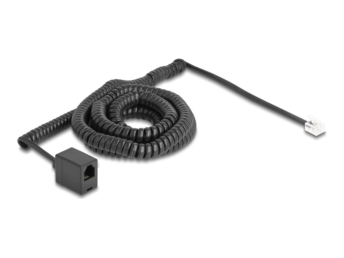 DeLOCK 10m Forlængerkabel til telefon Sort