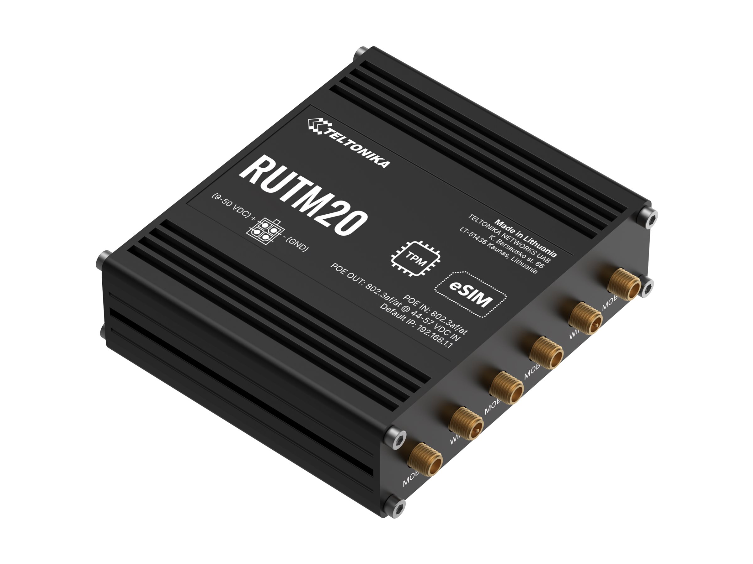 Teltonika RUTM20 - wireless router - WWAN - Wi-Fi 5 LTE - 5G 4G 3G - DIN rail mountable surface-mountable wall-mountable - Wireless router 802.11a/b/g/n/Wi-Fi 5 Wave 2
