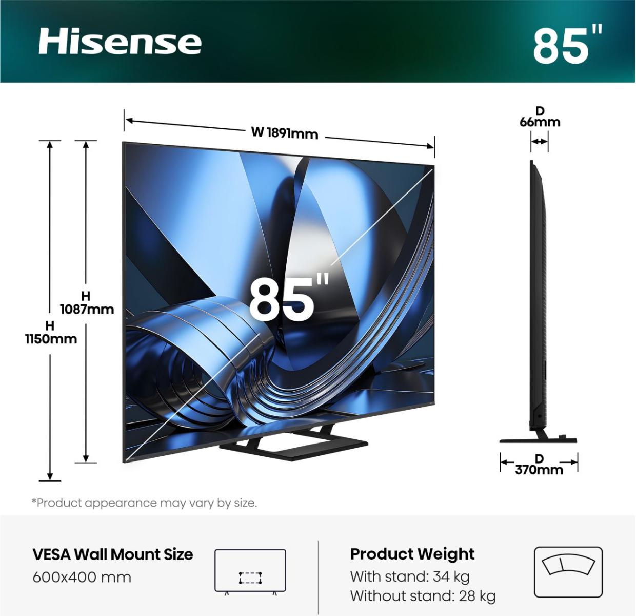 Hisense 85U7DSE 85" 4K Ultra HD