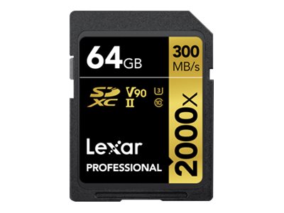Lexar Pro 2000X SDHC/SDXC UHS-II U3(V90) R300/W260 (w/o cardreader) 64GB - Hukommelseskort