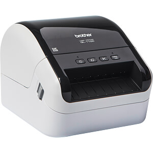 Brother QL-1100c - Etiketprinter - direkte termisk - Rulle (10,36 cm) - 300 x 300 dpi - op til 110 mm/sek. - USB 2.0 - skærer - blank sort, hvid