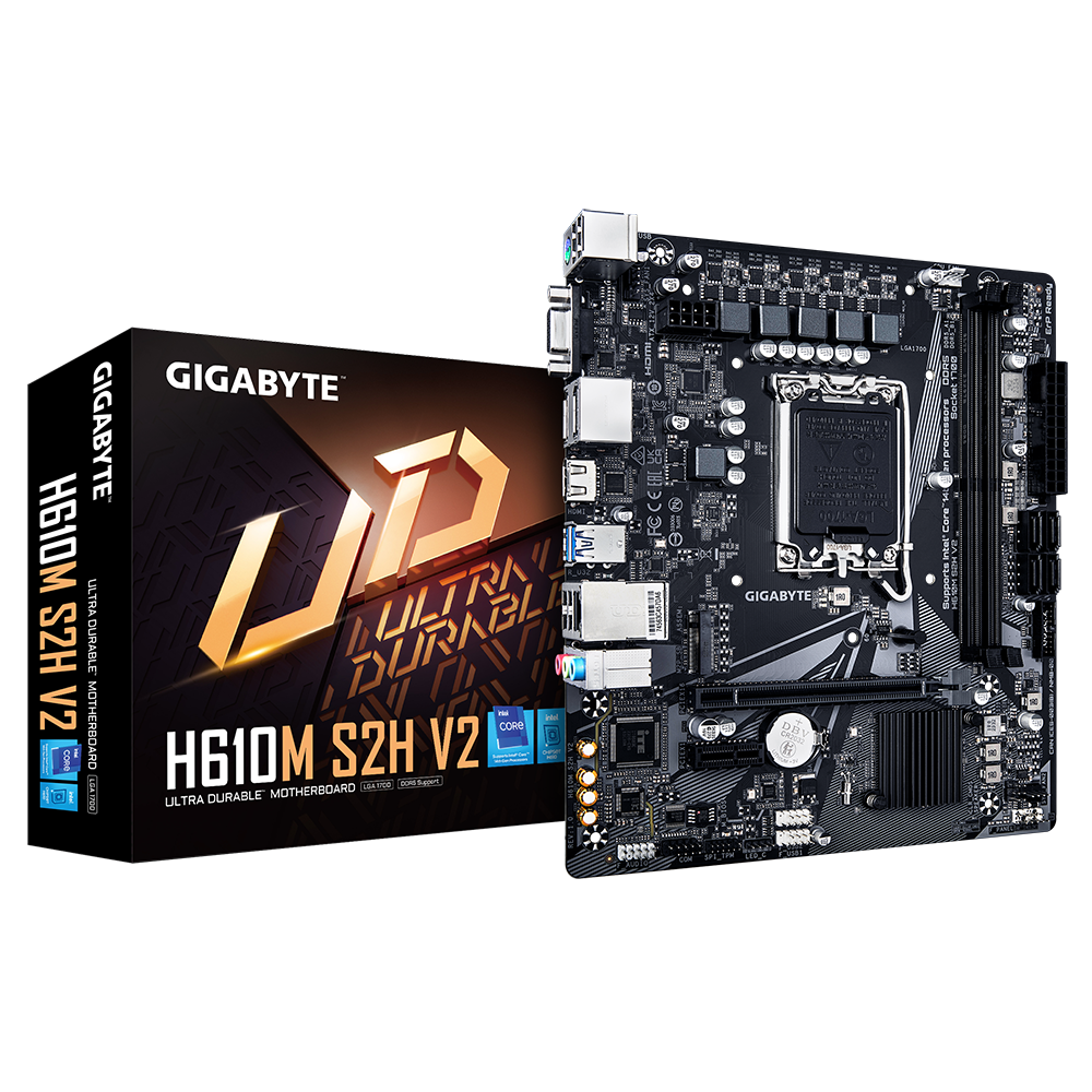 GIGABYTE H610M S2H V2 - 1.0 - motherboard - micro ATX - LGA1700 Socket - H610 Bundkort - Intel H610 - Intel LGA1700 - DDR5 RAM - Micro-ATX