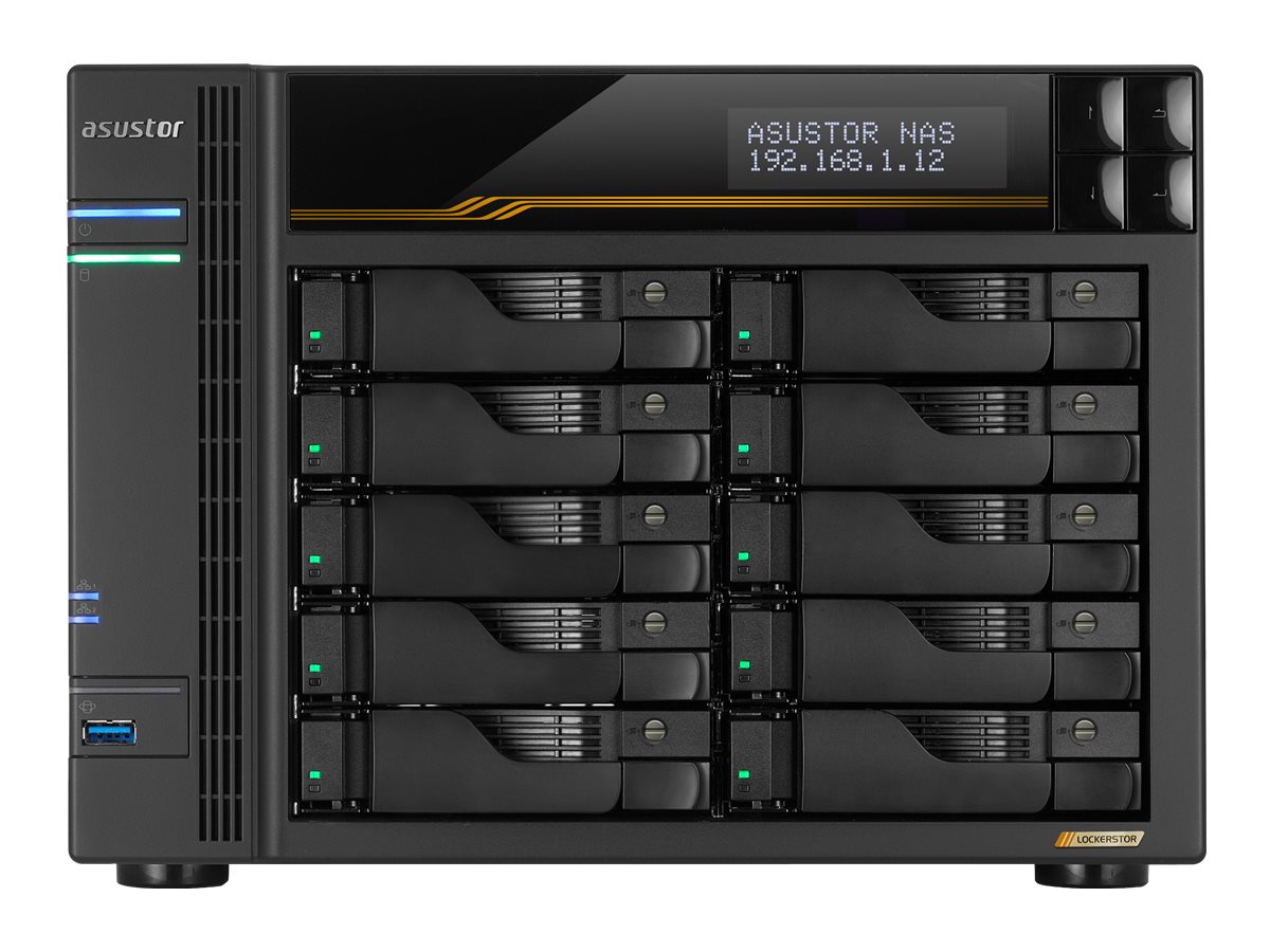 ASUSTOR Lockerstor 10 Gen3 AS6810T - NAS-server - 10 bays - SATA 6Gb/s / PCIe 4.0 (NVMe) - RAID 0, 1, 5, 6, 10, JBOD - RAM 16 GB - Gigabit Ethernet / 2.5 Gigabit Ethernet / 5 Gigabit Ethernet / 10 Gigabit Ethernet - iSCSI support