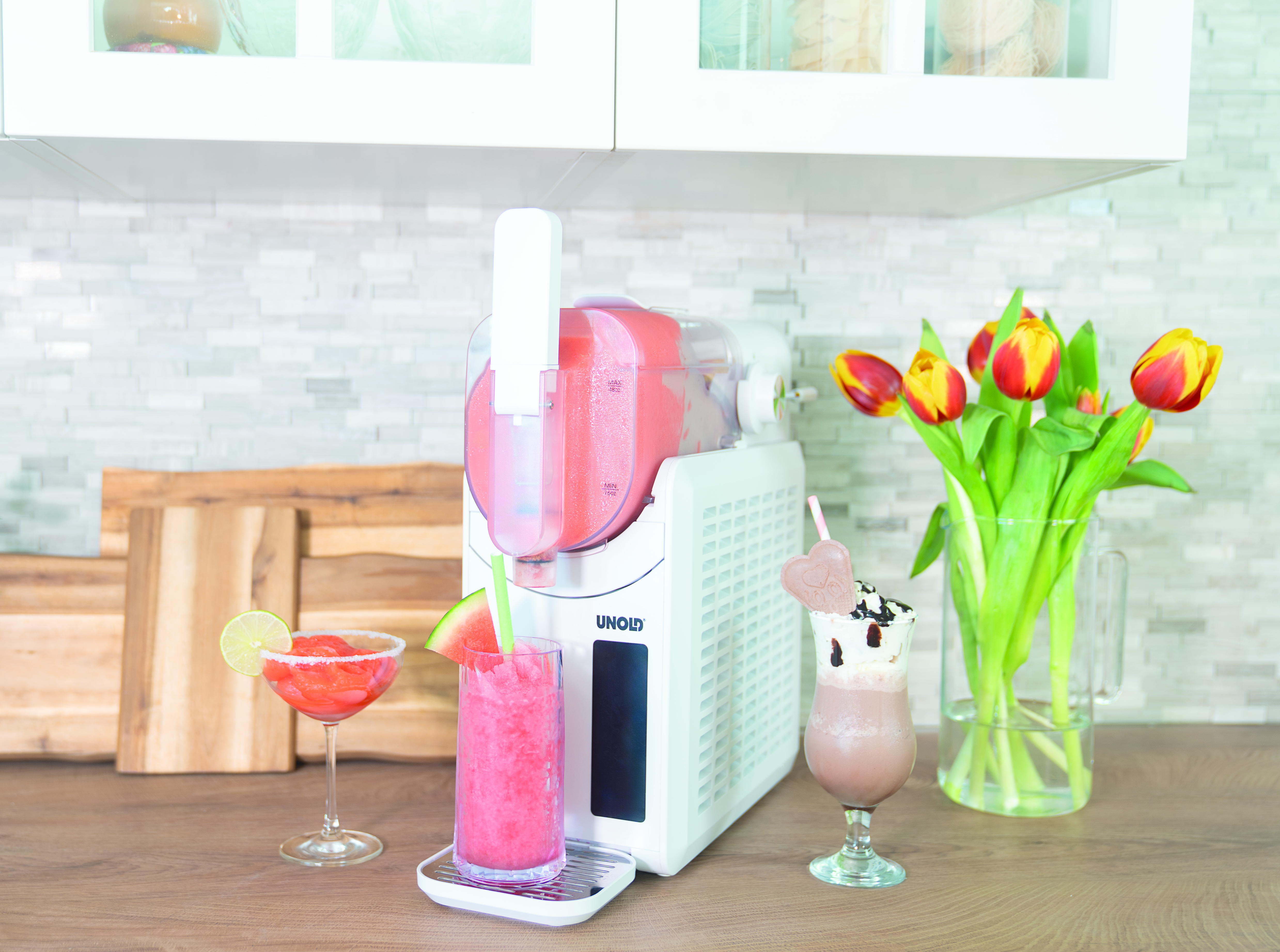 Unold Slush-Eismaschine Susi 48940, Kompressor ismaskine, 2 L, Hvid, 1,2 m, Plast, Knapper