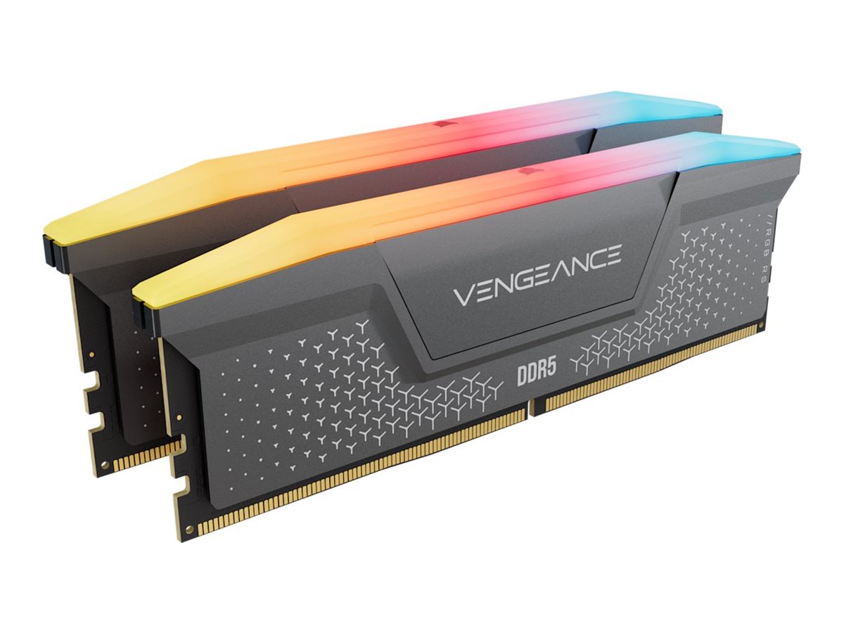 CORSAIR Vengeance RGB RS - DDR5 - sæt - 32 GB: 2 x 16 GB - DIMM 288-PIN - 6000 MT/s / PC5-48000 - CL36 - 1.35 V - ikke bufferet - grå