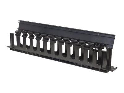 Intellinet 19" Cable Management Panel, 19" Rackmount Cable Manager, 1U, Cover, Black Administrationspanel til stativkabler med dække Sort