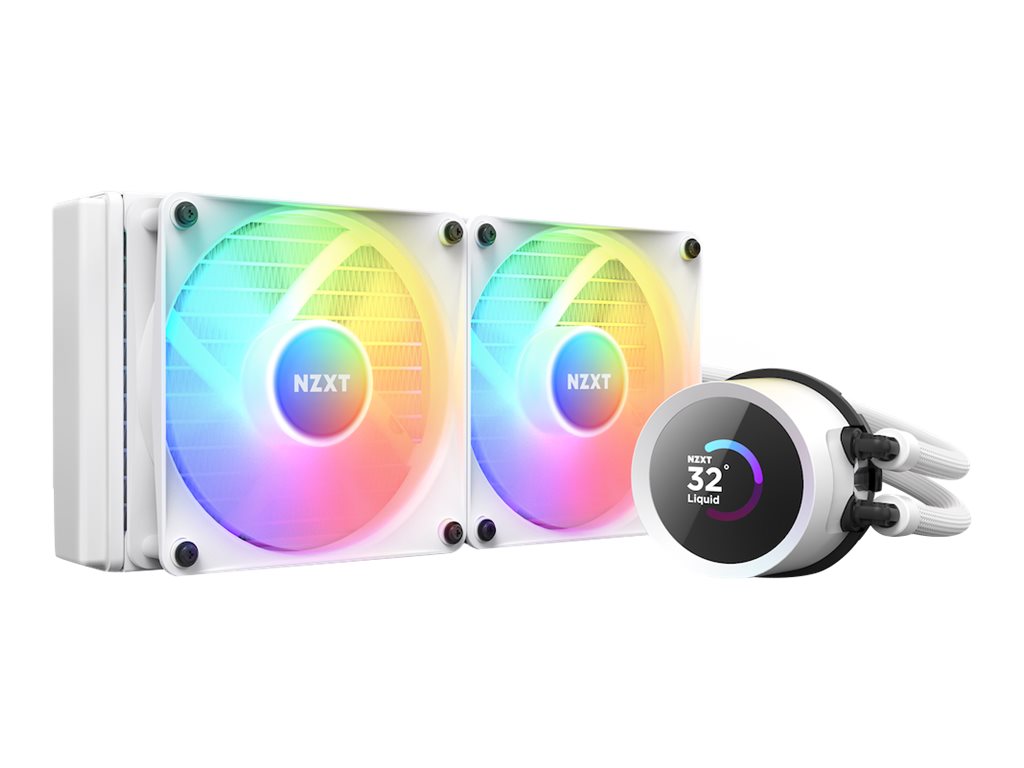 NZXT Kraken 240 RGB - Processors flydende kølesystem - (for: LGA115x Socket, LGA1200, LGA1700, AM4, AM5, sTRX4, TR4) - kobber - 120 mm - hvidmatteret
