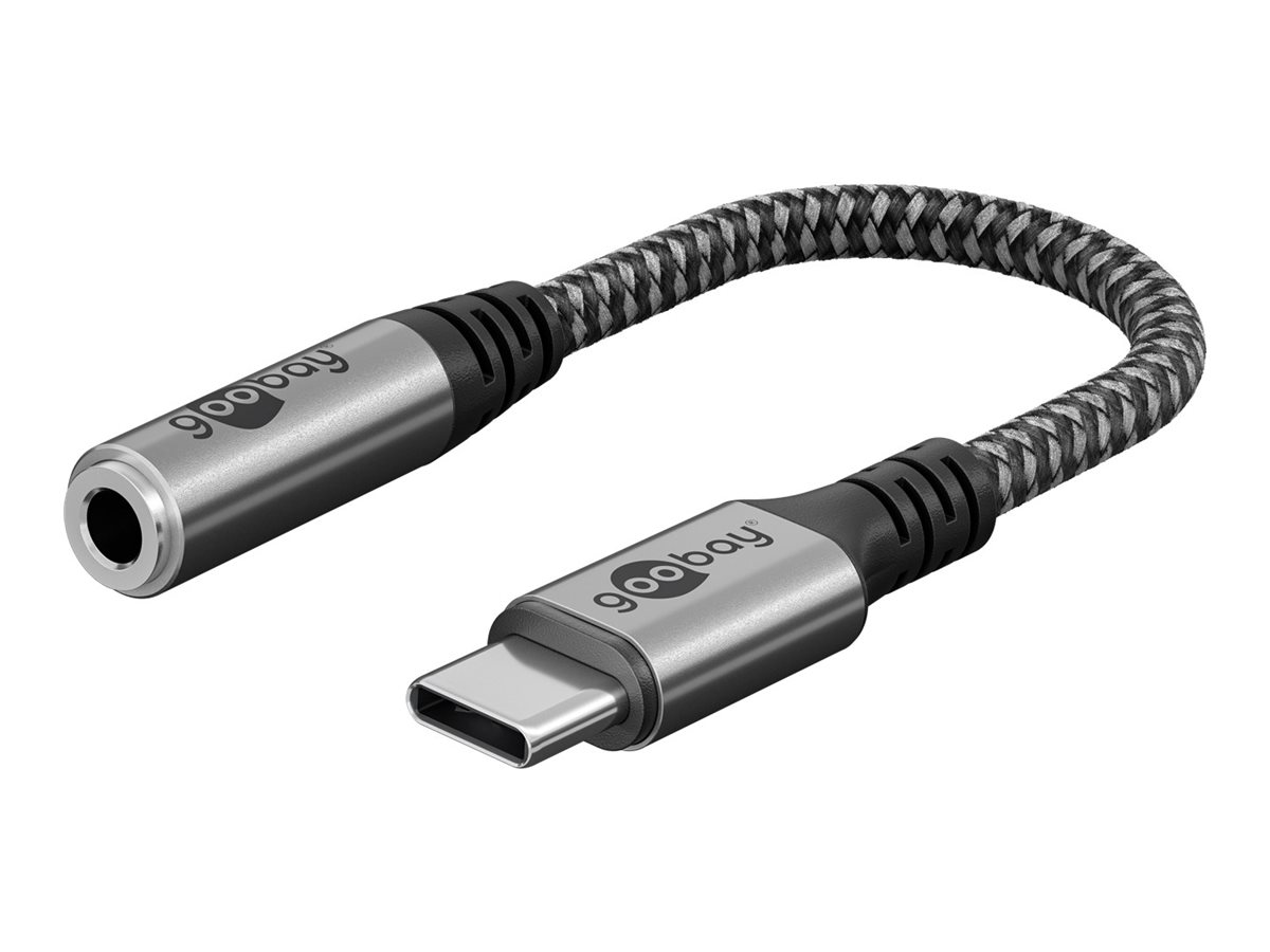Goobay 74056, 3.5mm, Hunstik, USB Type-C, Hanstik, 0,15 m, Sort, Grå