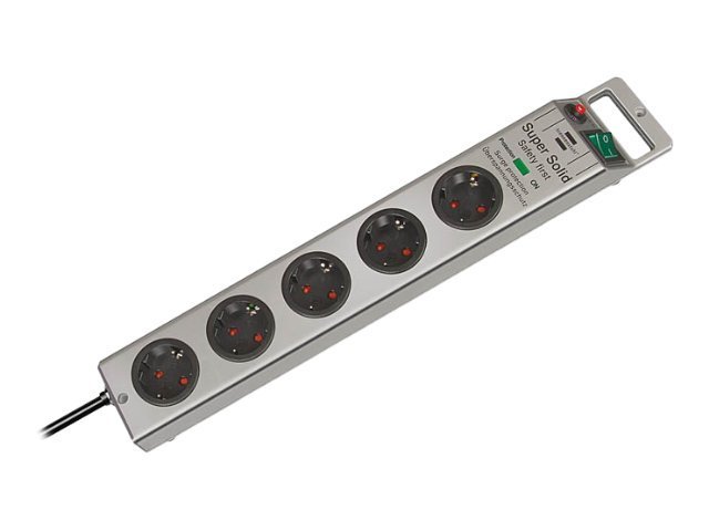 brennenstuhl Super-Solid Line - Strømstødsbeskytter - output-stikforbindelser: 5 - sølv