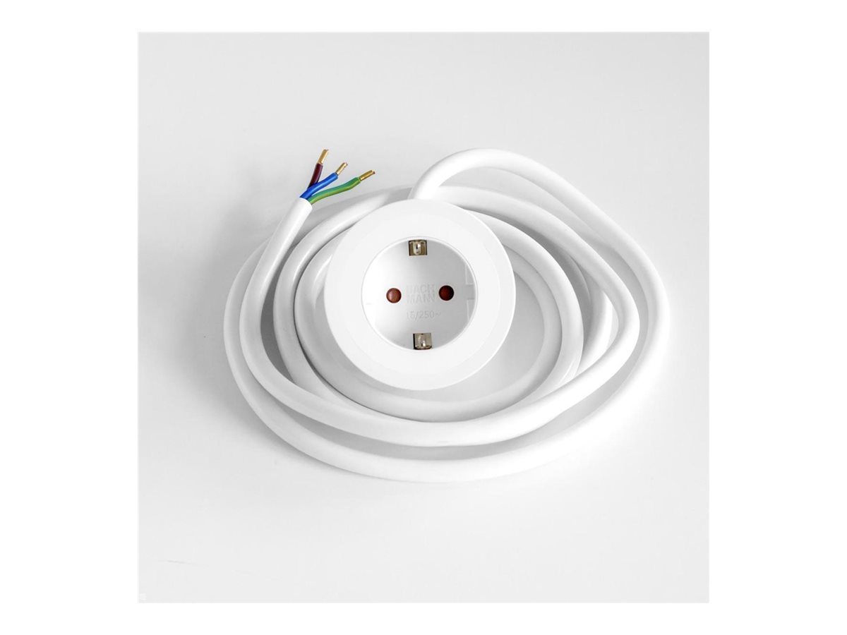 Bachmann PIX - strømsokkel-outlet - 2 m power cable - 1 strømsokkel - RAL 9010, hvid