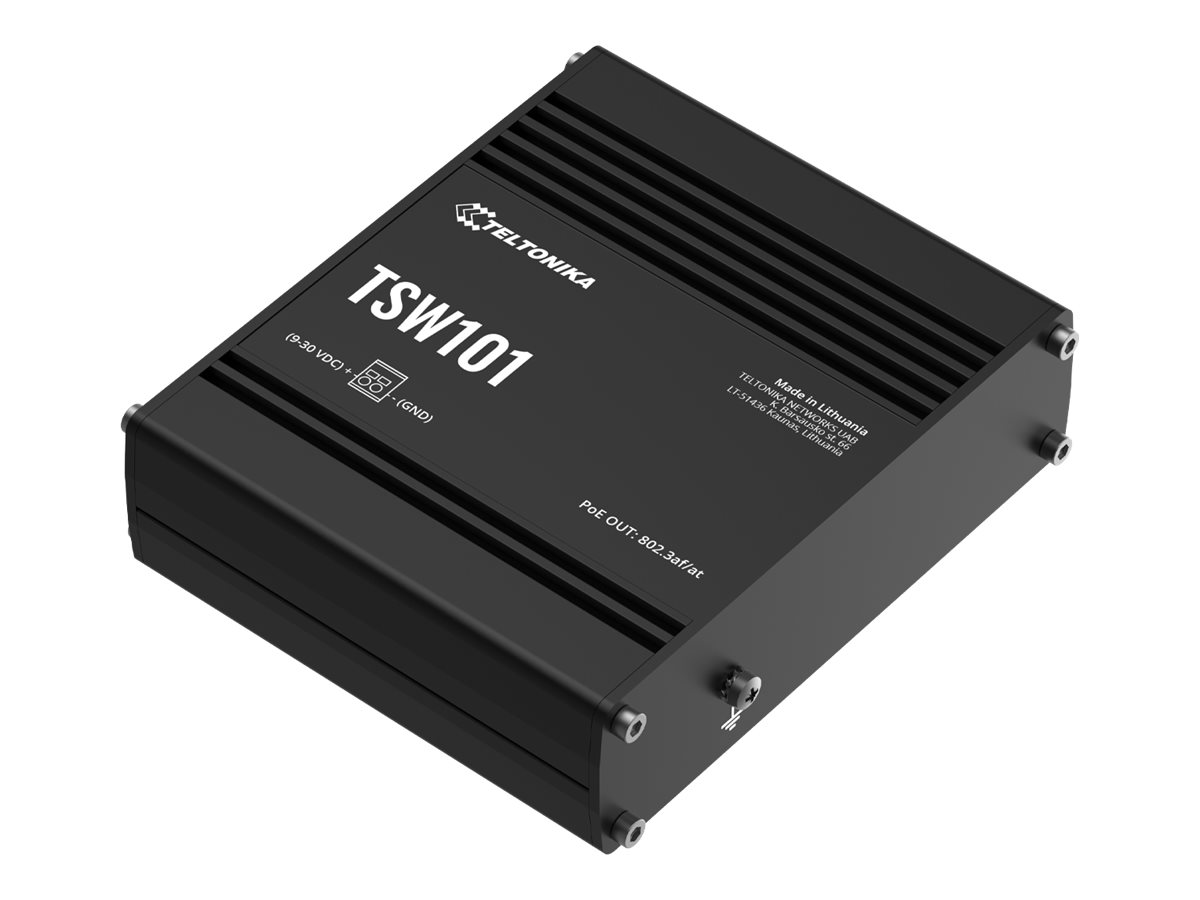 Teltonika TSW101 - Switch - 5 x 10/100/1000 - DIN monterbar på skinne, væg-monterbar - PoE+ - DC