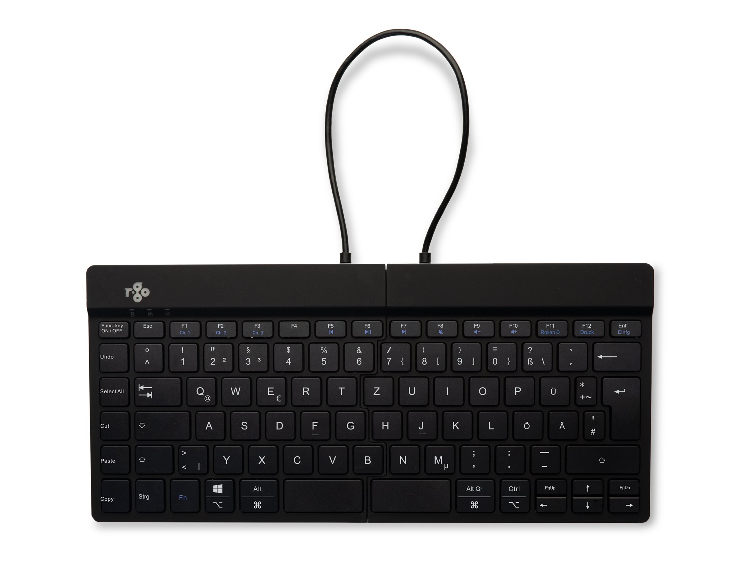 R-Go Tools R-Go Split Break - keyboard - with integrated break indicator - QWERTZ - German - black - Tastatur - Tysk - Sort