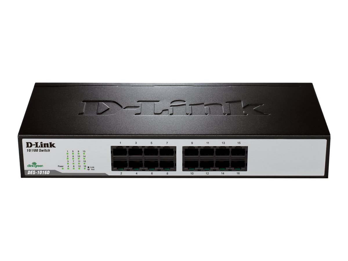 Netværksswitch 10/100 - D-Link DES-1016D, 16 porte RJ45