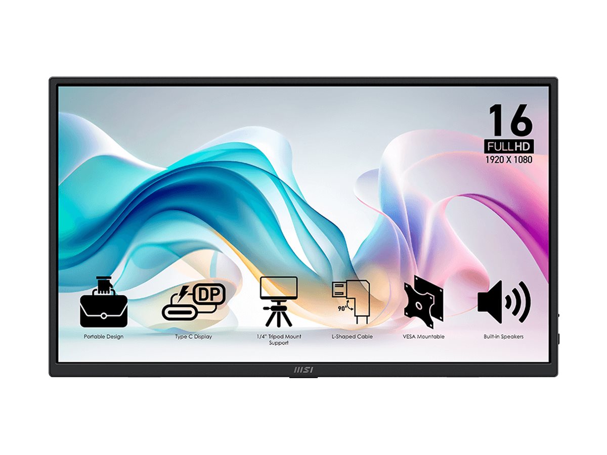 MSI PRO MP165DE E6 16" IPS 1920 x 1080 (Full HD) Mini HDMI USB-C 60Hz