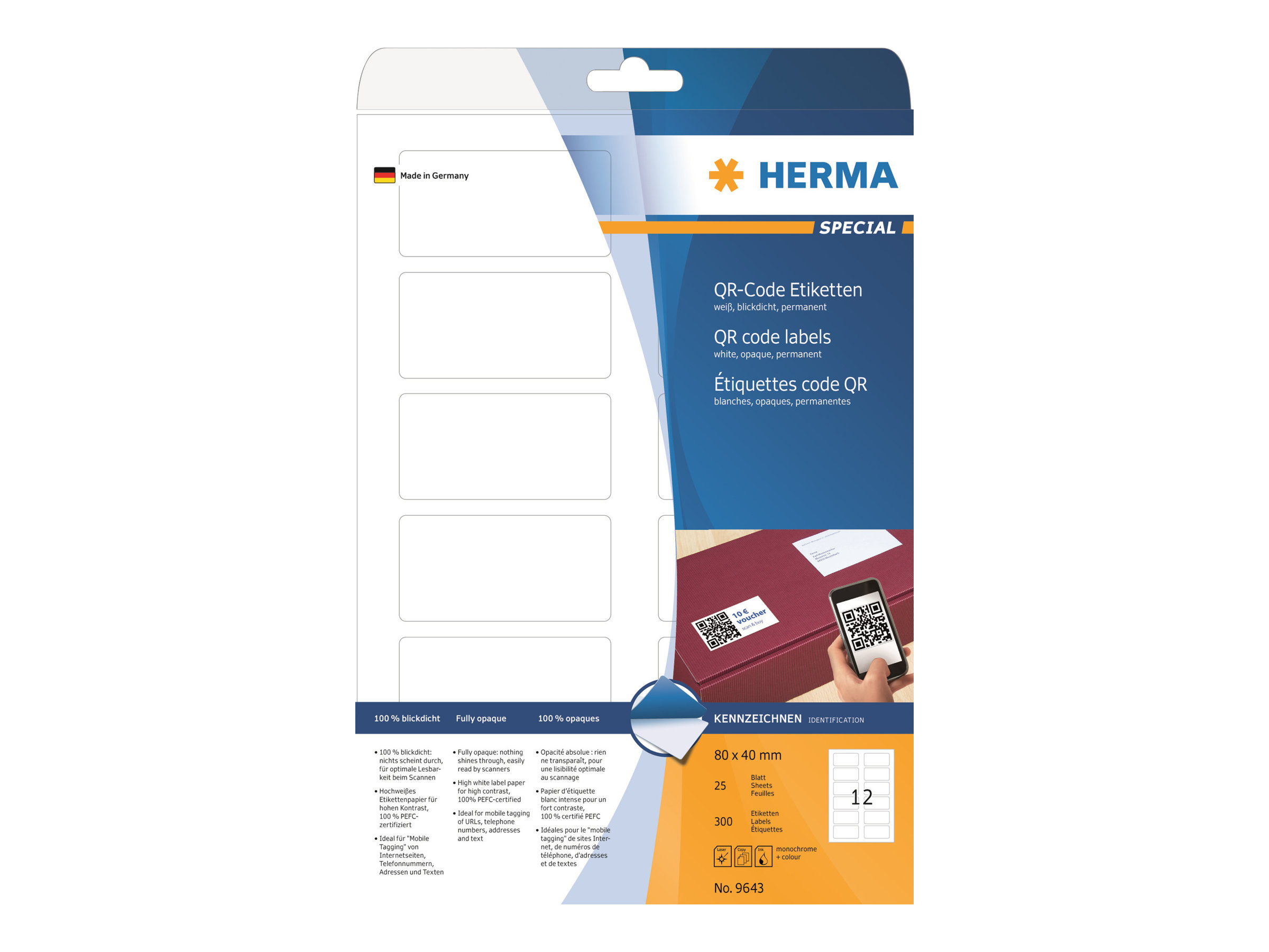 HERMA Special Uigennemsigtige mappemærkater 80 x 40 mm 300etikette(r)