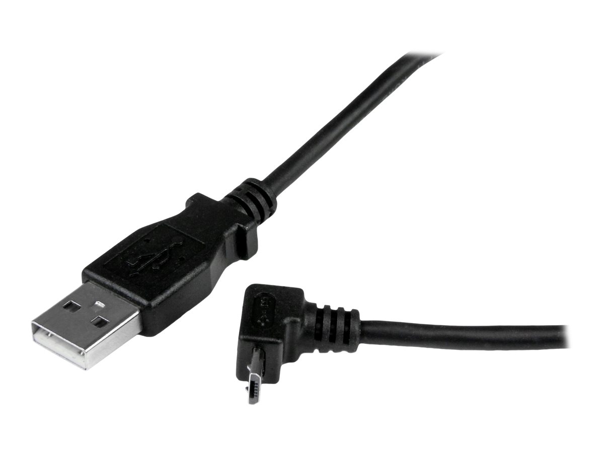 StarTech.com 2m Micro USB Cable Cord - A to Up Angle Micro B - Up Angled Micro USB Cable - 1x USB A (M), 1x USB Micro B (M) - Black (USBAUB2MU)