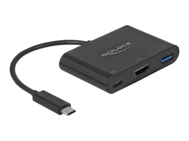 DeLOCK 64091 USB-C multiadapter - HDMI, USB-A 3.2 Gen 1 + PD, sort