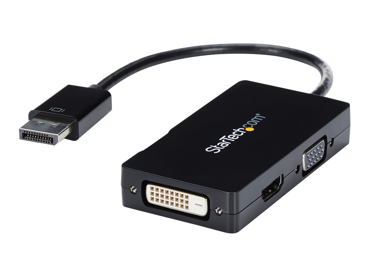 Startech 3 in 1 DisplayPort Multi Video Adapter Converter - 1080p DP Laptop to HDMI VGA or DVI Monitor or Projector Display (DP2VGDVHD) - Videoadapter - DisplayPort han til HD-15 (VGA), DVI-D, HDMI hun - 26.6 m - sort - aktiv, 1920 x 1200 (WUXGA) support