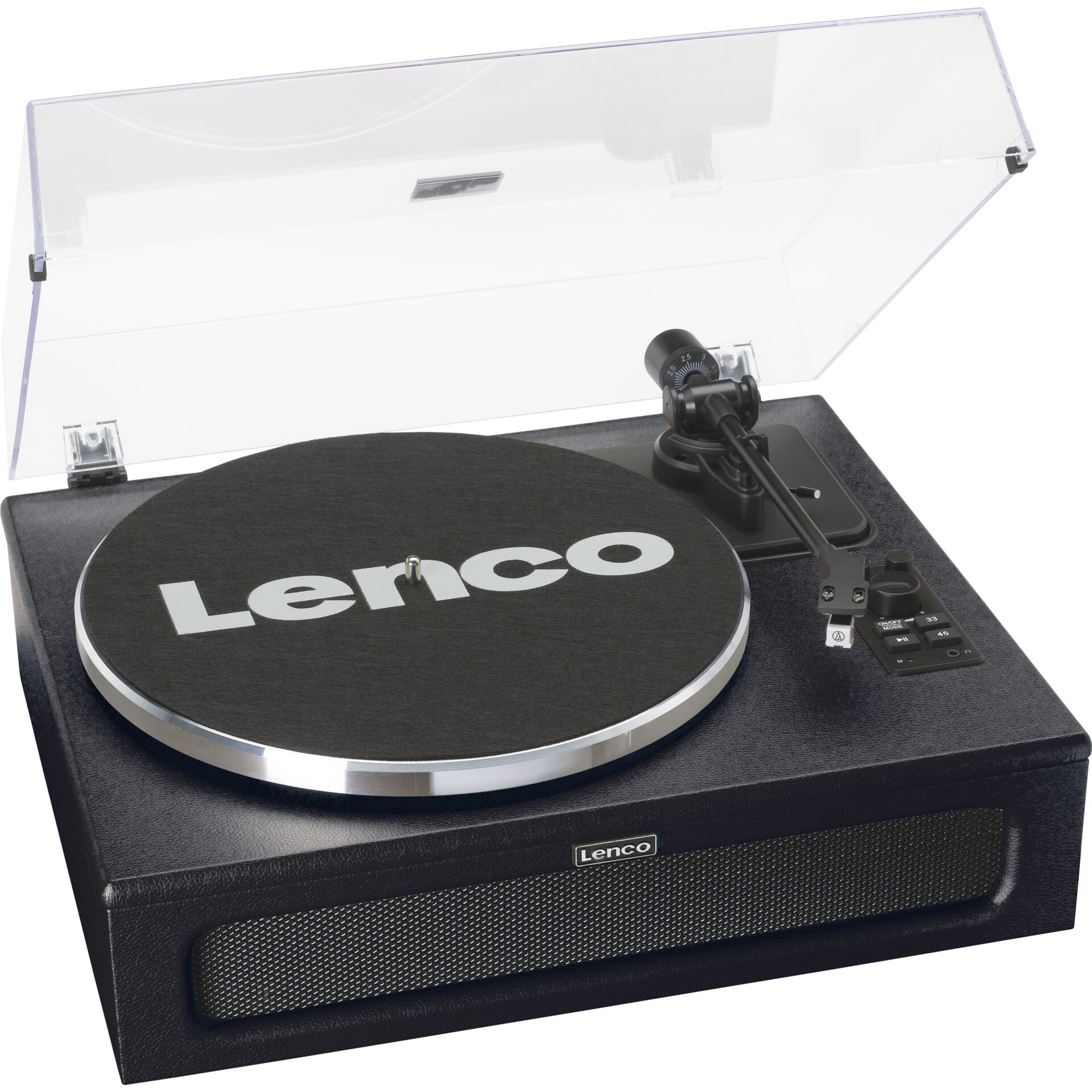 Lenco - Pladespiller med 4 indbyggede højttalere og bluetooth-modtagelse Sort - LS-430BK