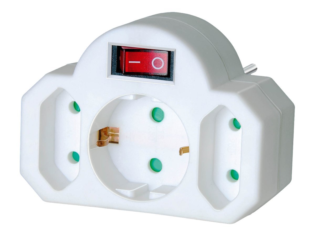 brennenstuhl Stikkontakt Splitter On / Off Kontakt 1 x Stikprop Med Sidebens Jord / 2 x Euro Hvid