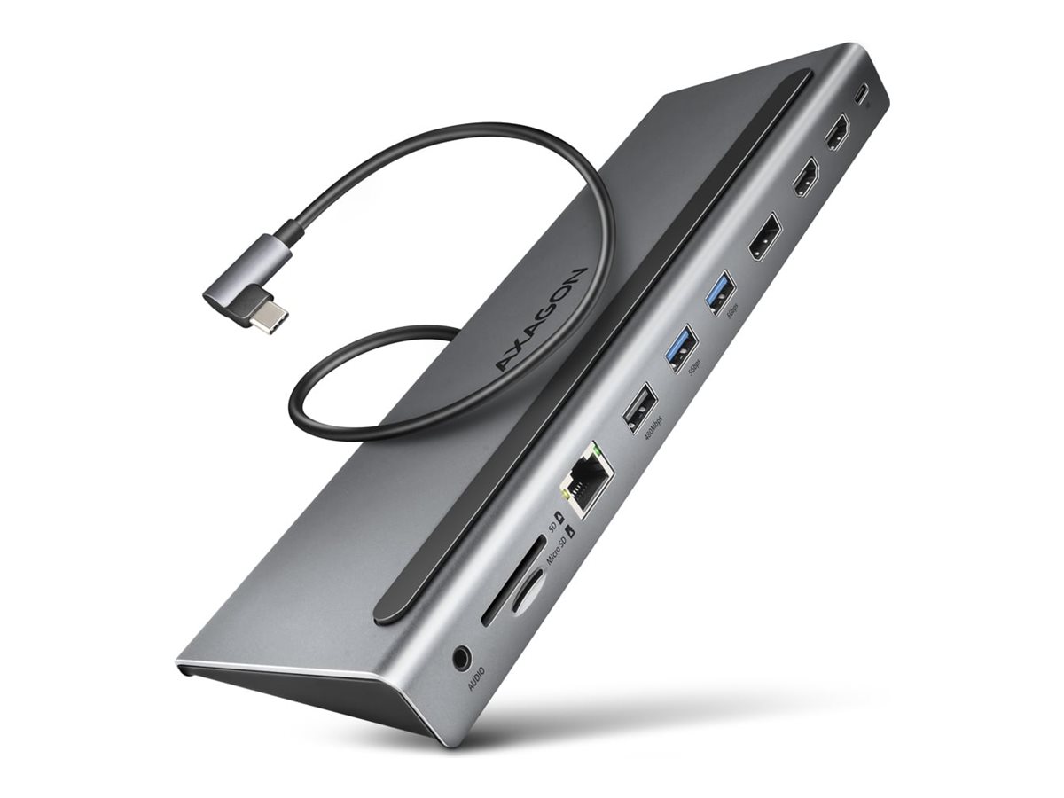 AXAGON HMC-4KX3 - Dockingstation - for laptop - USB-C 3.2 Gen 1 / USB 3.0 / Thunderbolt 3 / Thunderbolt 4 - 2 x HDMI, DP - 1GbE