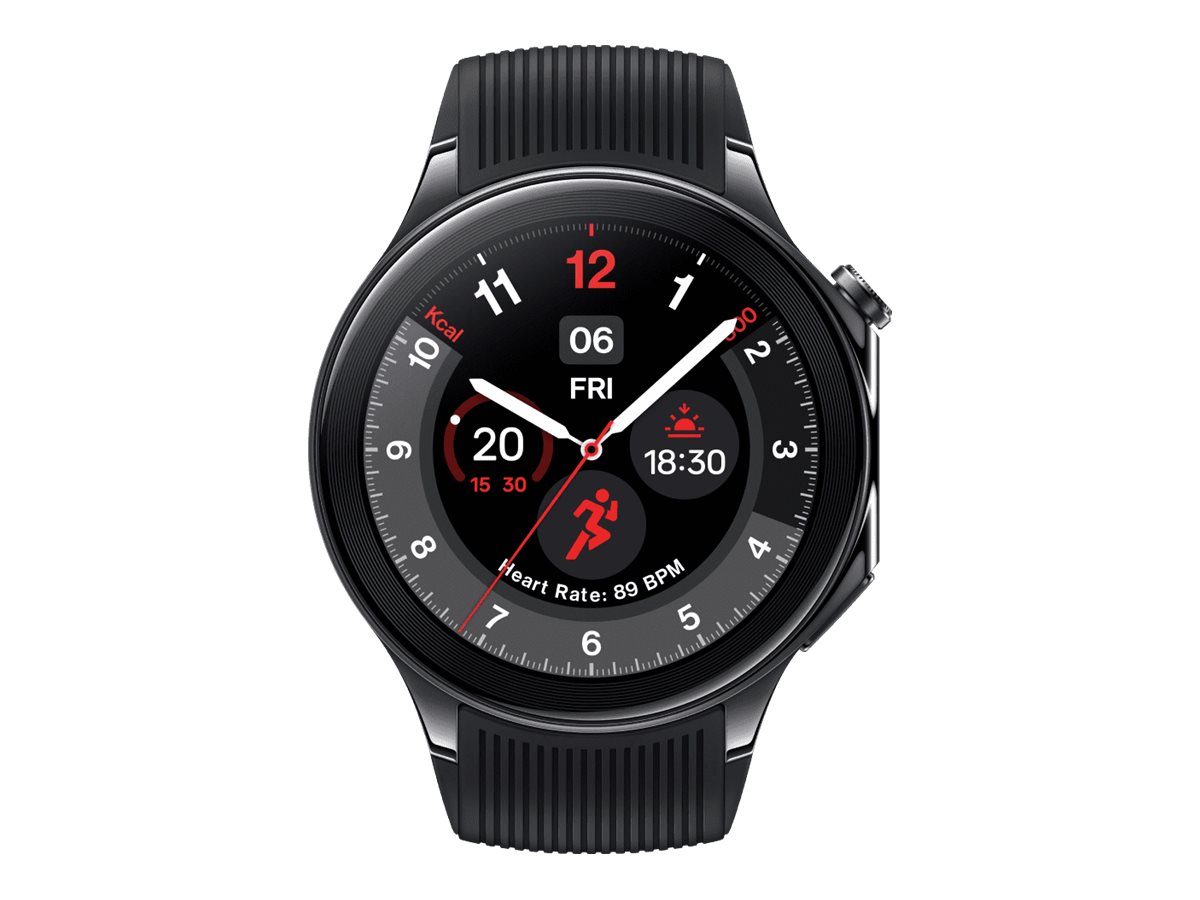 OnePlus Watch 2 - 46 mm - smart ur med rem - fluoroelastomer - håndledsstørrelse: 140-210 mm - display 1.43 - 32 GB - Bluetooth, Wi-Fi, NFC - sort stål