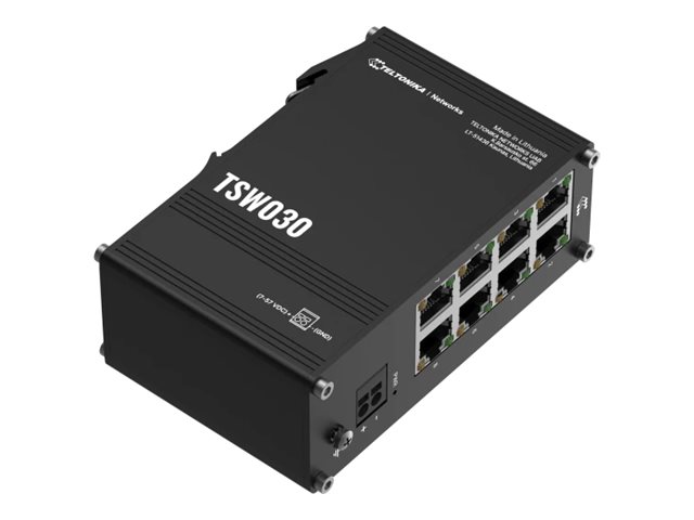 Teltonika TSW030 - Switch - ikke administreret - 8 x 10/100 - DIN monterbar på skinne