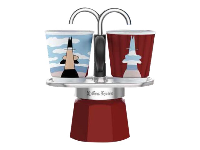Kaffekande moka Bialetti Mini Express Magritte - rød/sølv, 2 kopper