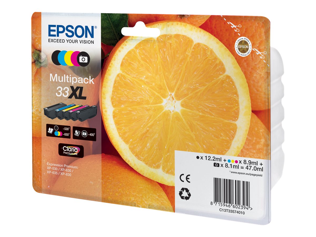 Epson 33XL Multipack Sort Gul Cyan Magenta Foto-sort Blæk C13T33574021 billede
