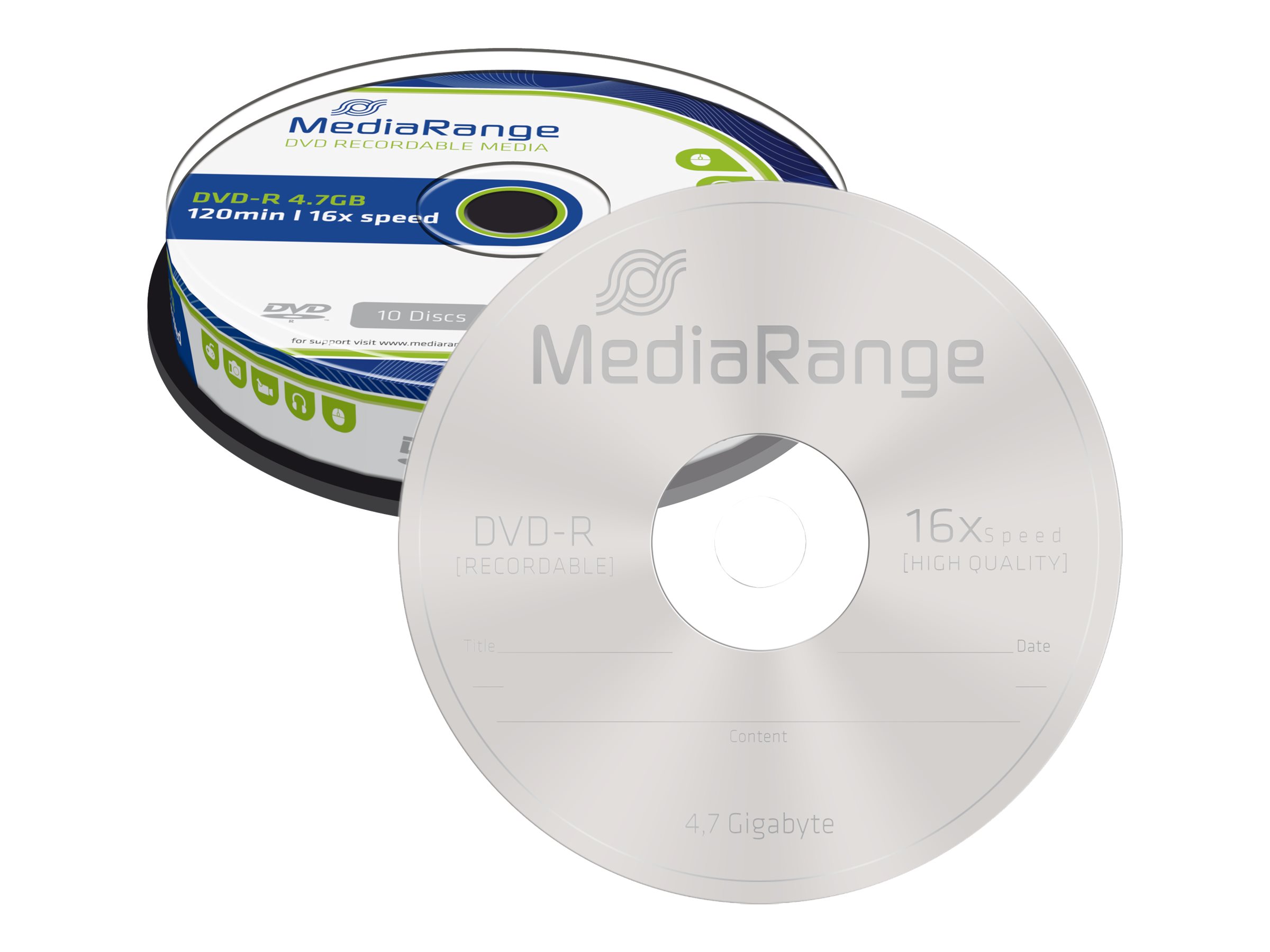 MediaRange - 10 x DVD-R - 4.7 GB (120min) 16x - spindle