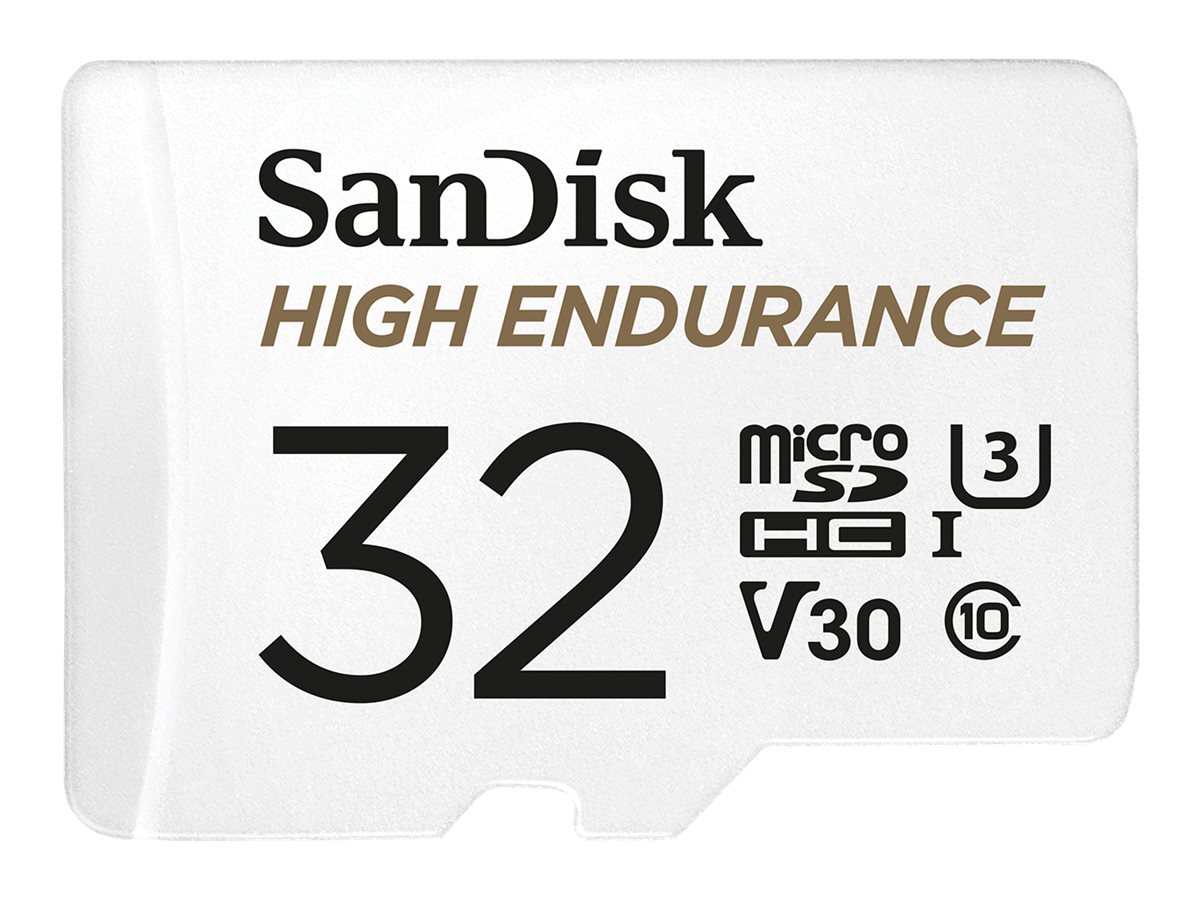 SanDisk High Endurance - Flashhukommelseskort (microSDHC til SD adapter inkluderet) - 32 GB - Video Class V30 / UHS-I U3 / Class10 - microSDHC UHS-I