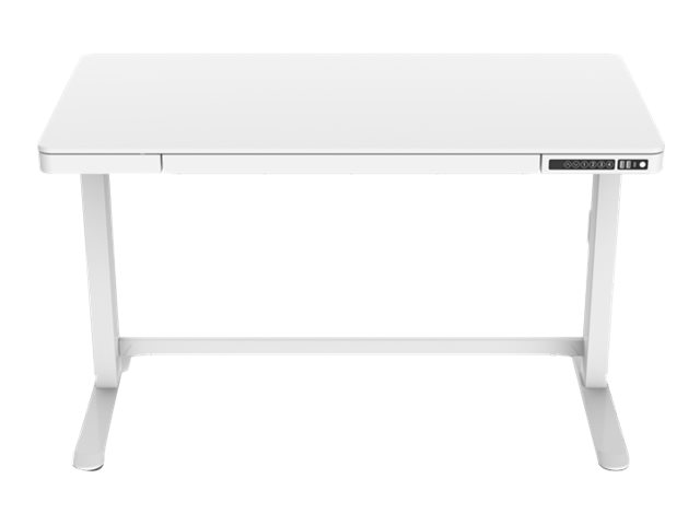 Hæve-/sænkebord DIGITUS med USB-oplader og skuffe – 120 × 60 cm, hvid