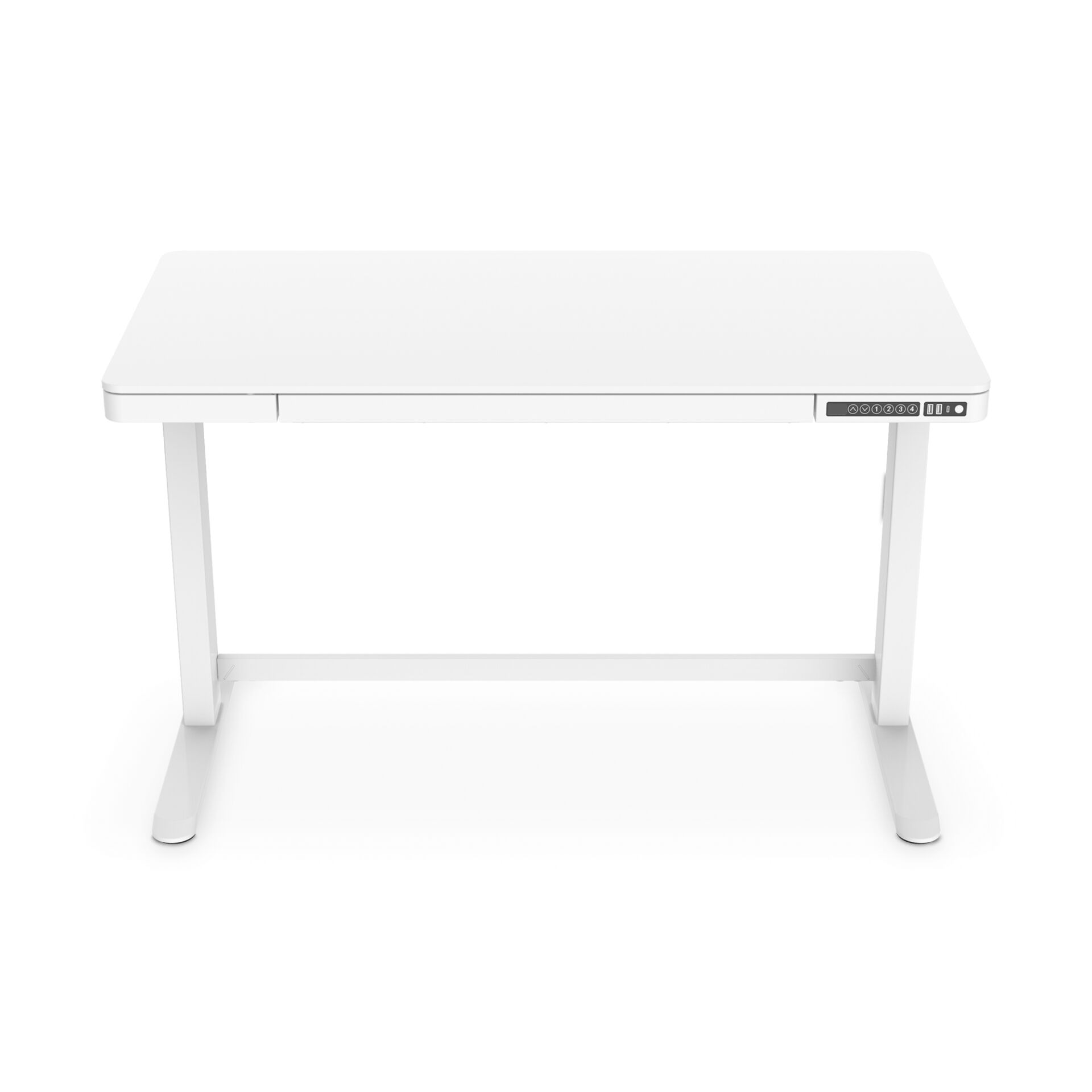 Hæve-/sænkebord DIGITUS med USB-oplader og skuffe - 120 × 60 cm, hvid