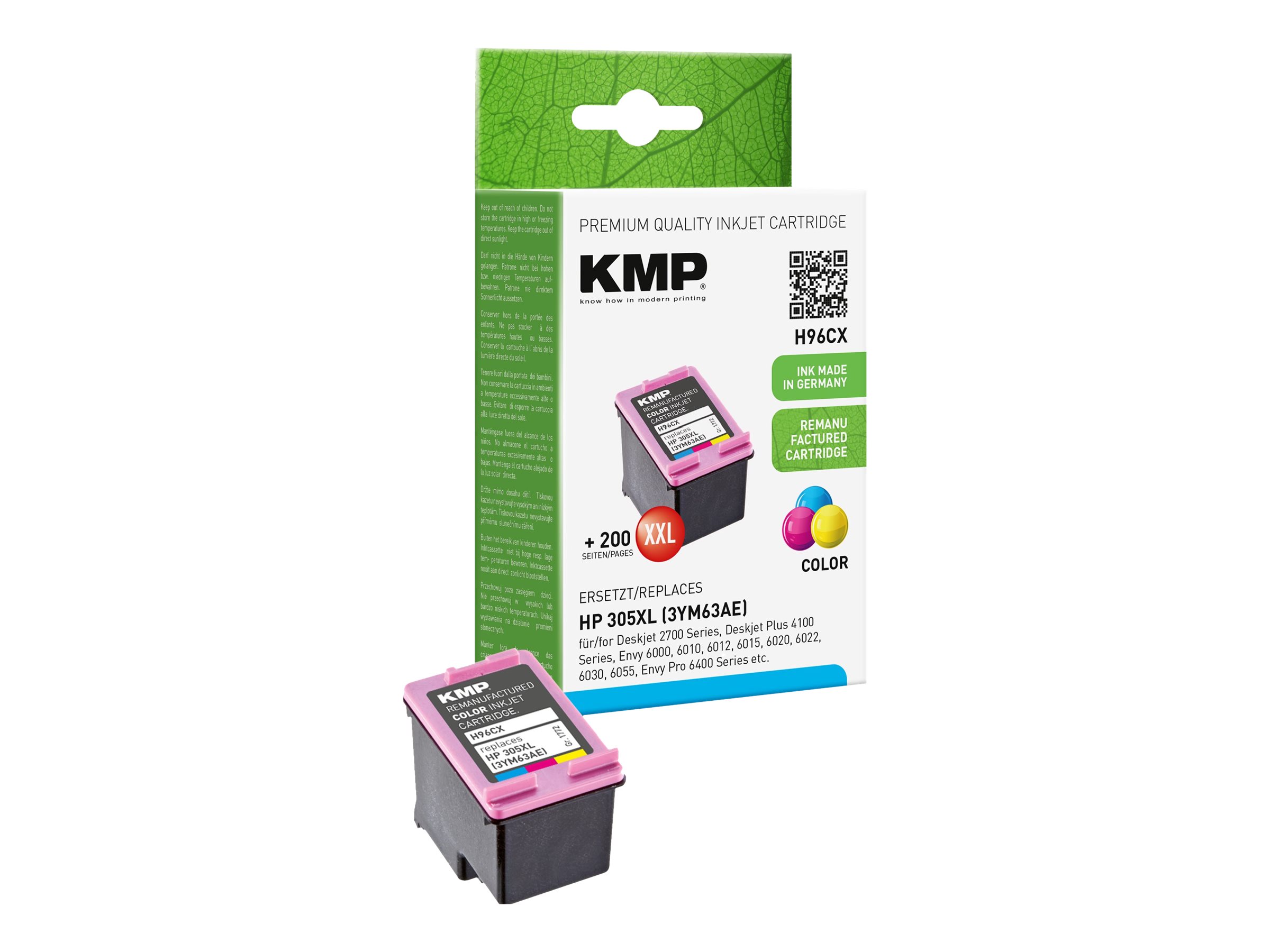 KMP H96CX Farve (cyan, magenta, gul) 400 sider Blæk
