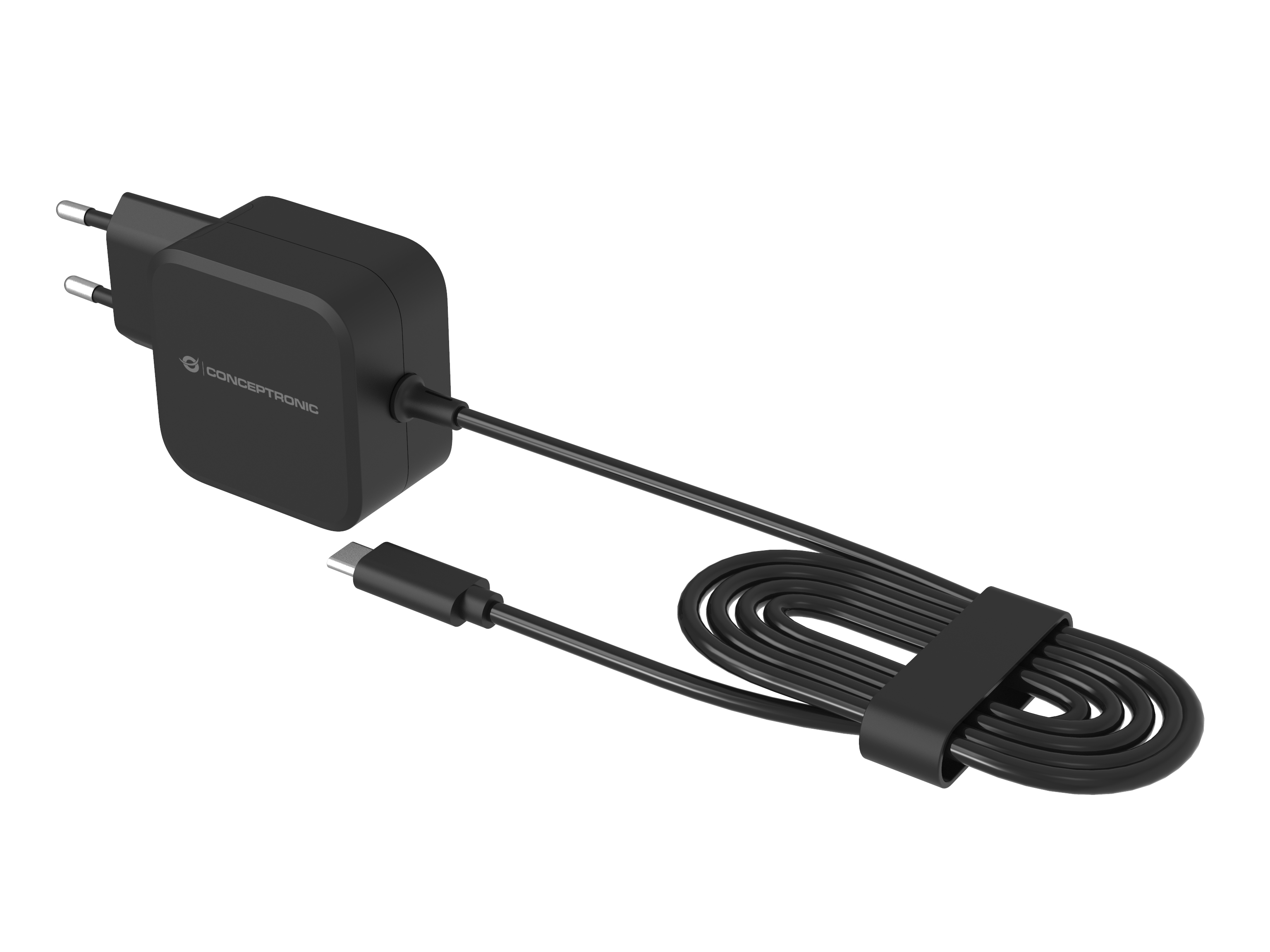 OZUL04BE 67 W GaN USB PD vægoplader med indbygget USB‑C-kabel