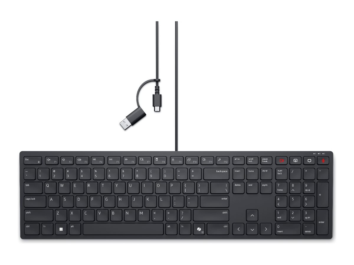 Dell Wired Collaboration Keyboard KB525C - keyboard - QWERTY - US International Input Device - Tastatur - Universal - Sort