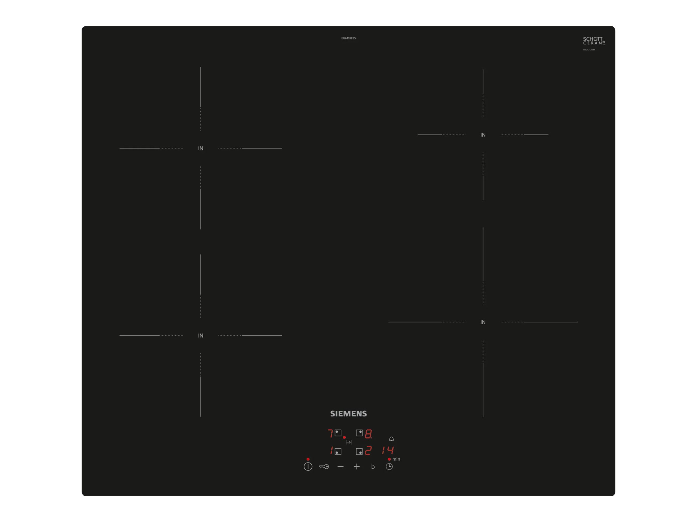 Siemens iQ100 EU611BEB5E - Induktions kogeplade - 4 plader - Niche - bredde: 56 cm - dybde: 49 cm - rammeløs - sort