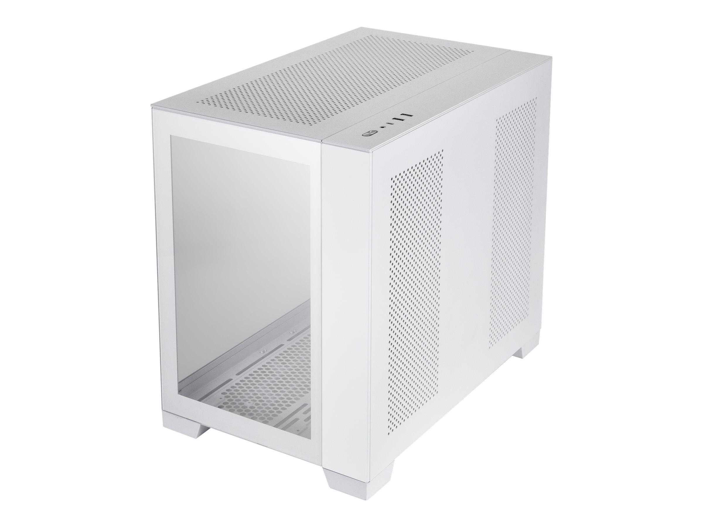 Lian Li O11 Dynamic Mini - Tower - ATX - sidepanel med vindue (hærdet glas) - ingen strømforsyning (SFX12V/SFX-L12V) - snehvid - USB/Lyd