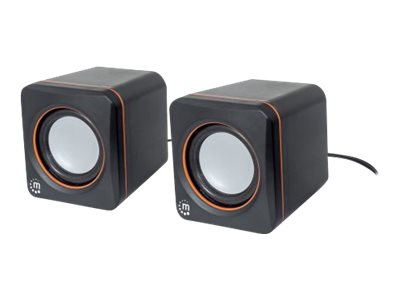 Manhattan 2600 Series Speaker System, Small Size, Big Sound, Two Speakers, Stereo, USB power, Output: 2x 3W, 3.5mm plug for sound, In-Line volume billede