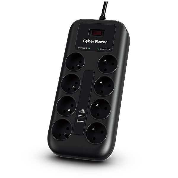 CyberPower Tracer III P0820SUF0-FR overspændingsbeskytter Sort 8 AC stikkontakt(er) 200 - 250 V 1,8 m