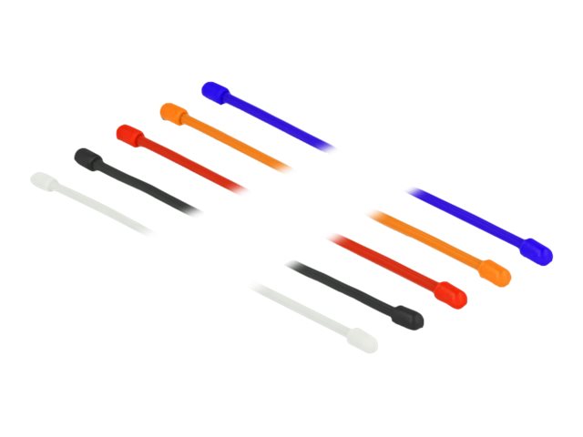 Delock Cable Ties flexible 25cm Sort Blå Orange Rød Hvid