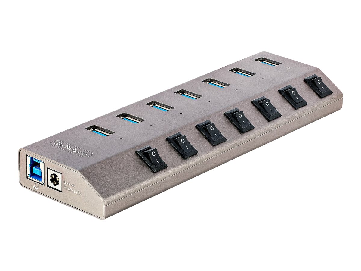 Startech 7-Port Self-Powered USB-C Hub with Individual On/Off Switches, USB 3.0 5Gbps Expansion Hub w/Power Supply, Desktop/Laptop USB-C to USB-A Hub, 7x BC 1.2 (1.5A), USB Type C Hub - USB-C/A Host Cables (5G7AIBS-USB-HUB-EU) - Hub - 7 x USB 3.2 Gen 1 - desktop