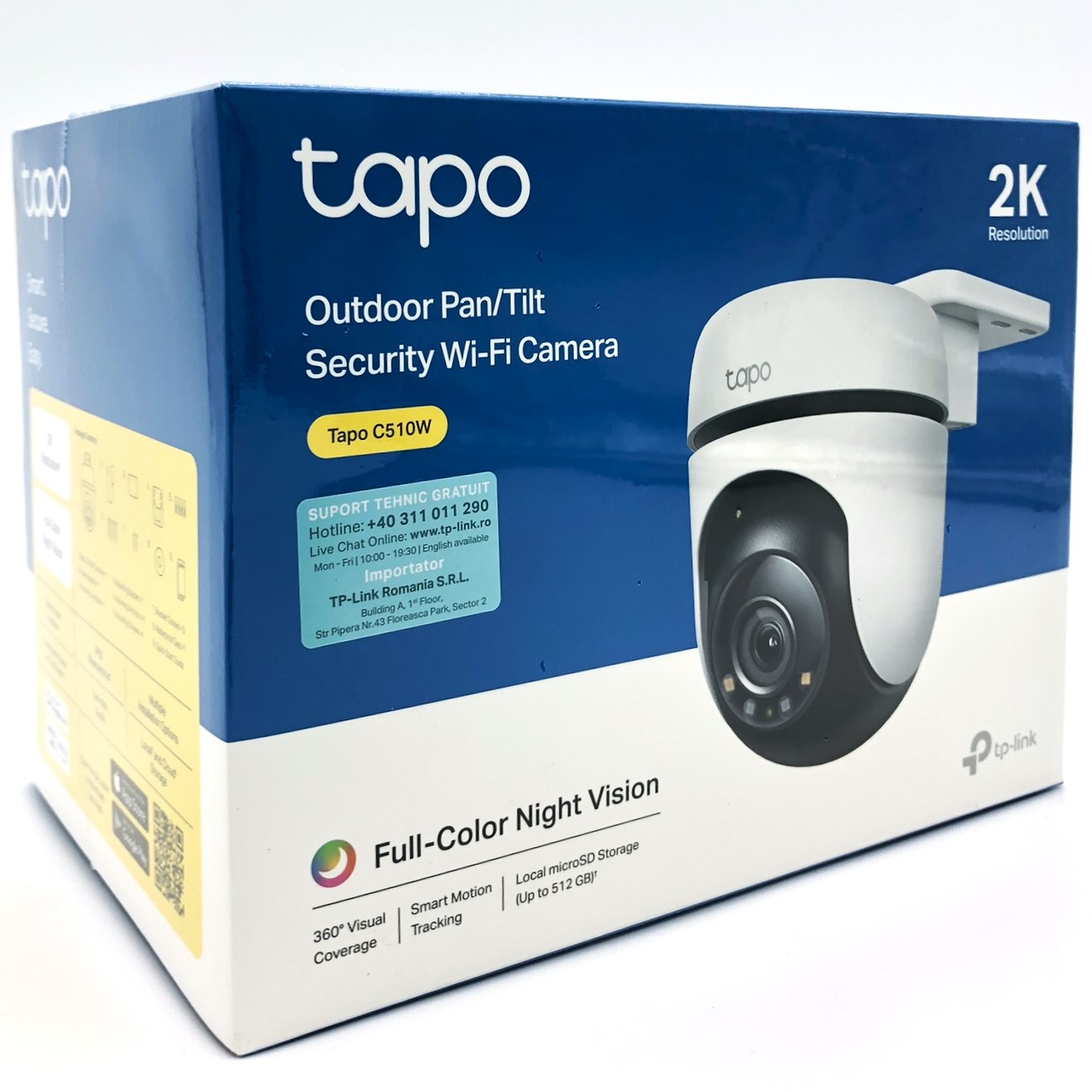 TP-Link Tapo C510W, IP-sikkerhedskamera, Indendørs & udendørs, Trådløs, CE, FCC, RoHS, RCM, Loft, Hvid, Sort